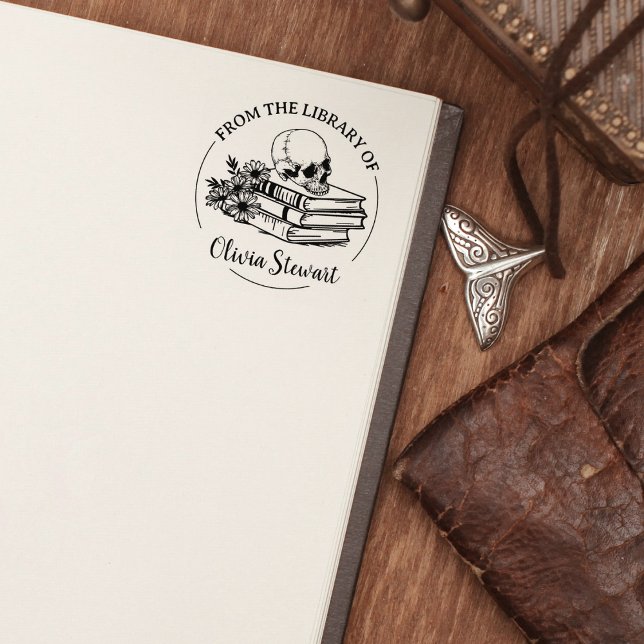 Tampons Encreurs Timbres pour livre Simple Script crâne fleur (Créateur téléchargé)