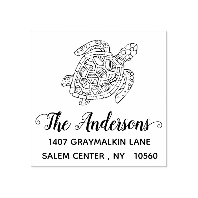 Tampons Encreurs Tortue Adresse de retour Calligraphie Famille pers (Impression)