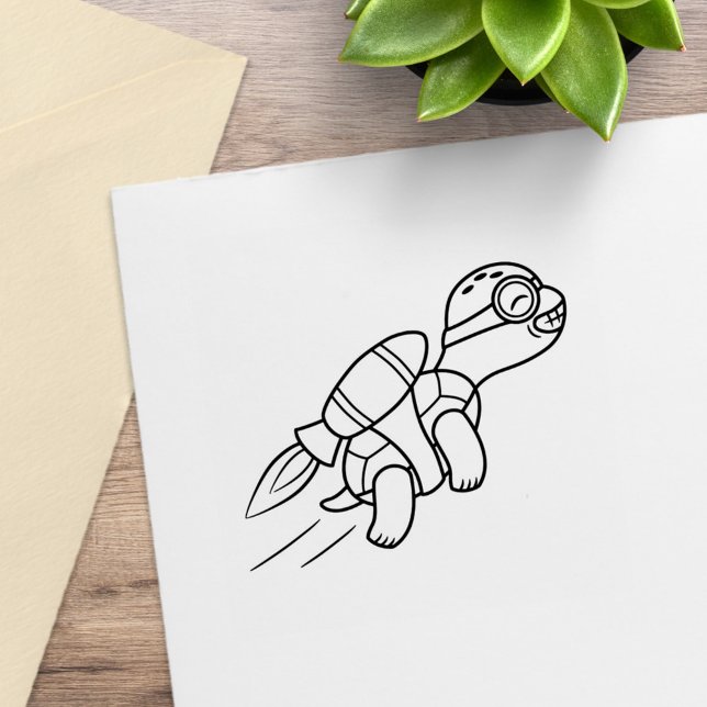 Tampons Encreurs Tortue drôle en jetpack de dessin animé (Créateur téléchargé)