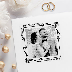 Tampons Encreurs Tourbillons de coin Mariage Enregistrer la date Ph
