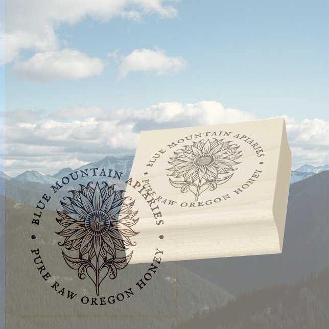 Tampons Encreurs Tournesol Floral Design apiculteur Logo de l'ailie (Créateur téléchargé)