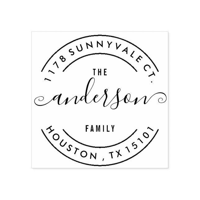 Tampons Encreurs Tout autour du timbre d'adresse de retour de famil (Impression)