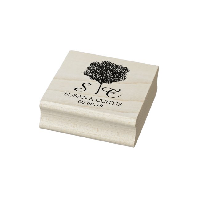 Tampons Encreurs Tree Rustic Rubber Stamp Wedding Monogram (Tampon)