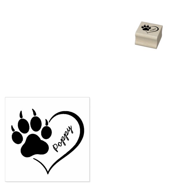 Tampons Encreurs Trendy Personalized Cat Pet Paw Heart Print        (Tamponné)
