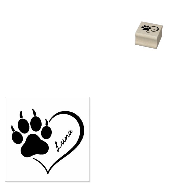Tampons Encreurs Trendy Personalized Dog Pet Paw Heart Print        (Tamponné)