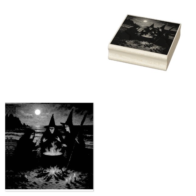 Tampons Encreurs Trois Sorcières Brew Cauldron Pleine lune Beach (Tamponné)