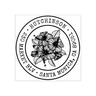 Tampons Encreurs Tropical Hibiscus Round Nom de famille Retour Adre