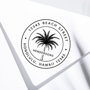Tampons Encreurs Tropical Palm Tree Round Return Adresse