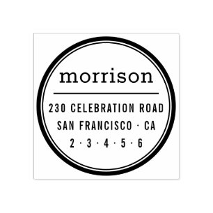 Tampons Encreurs Typographie moderne Nom de famille Retour Adresse