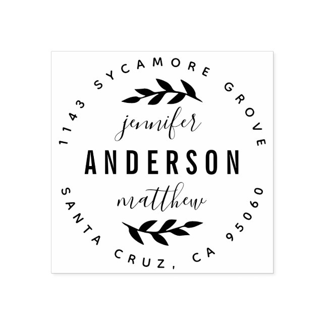 Tampons Encreurs Typographie personnalisée Couple marié Adresse de  (Impression)