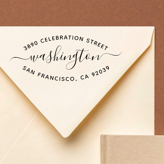 Tampons Encreurs Typographie ronde tendance Nom de famille Adresse  (Créateur téléchargé)