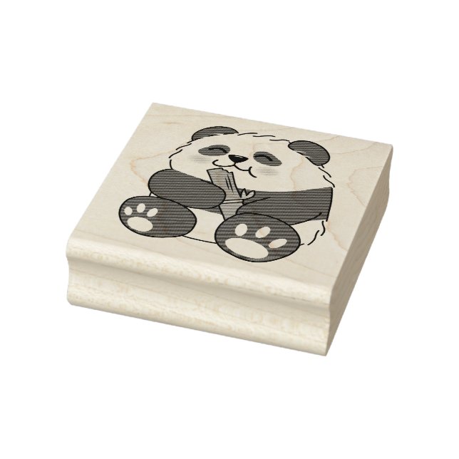 Tampons Encreurs Un Panda Bébé Mignonne Mangeant Stalk Bambou (Tampon)