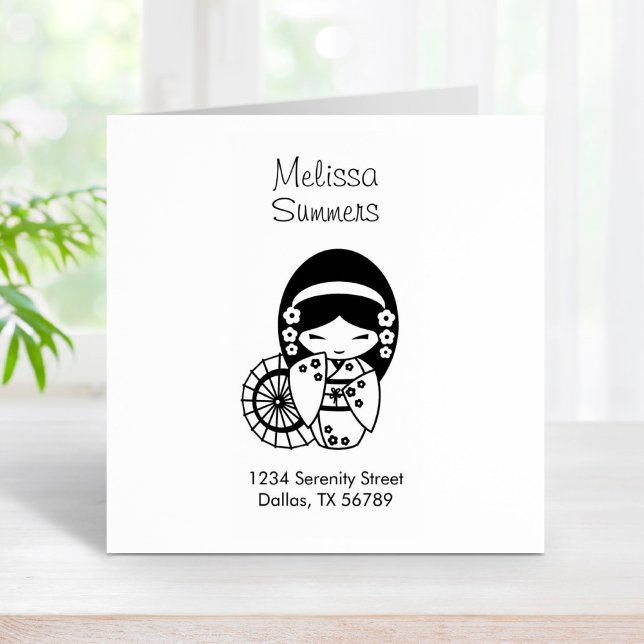 Tampons Encreurs Un parapluie japonais Geisha Girl en Kimono Adress (Créateur téléchargé)