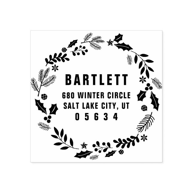 Tampons Encreurs Vacances Folithe Wreath Return Adresse (Impression)