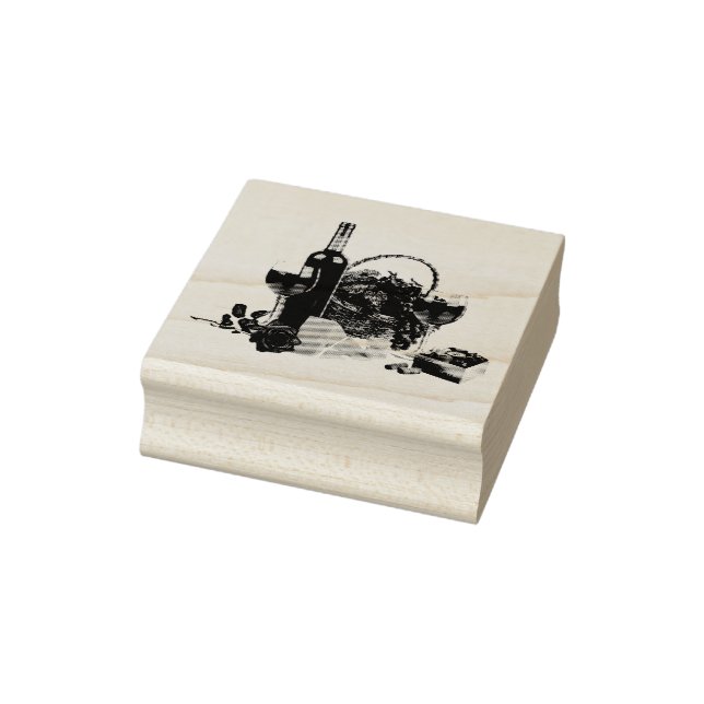 Tampons Encreurs Verre à vin, bouteille, raisin, fromage, rose roug (Tampon)