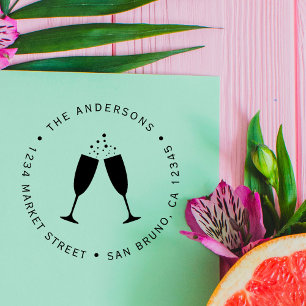 Tampons Encreurs Verres à champagne   Adresse de retour personnalis
