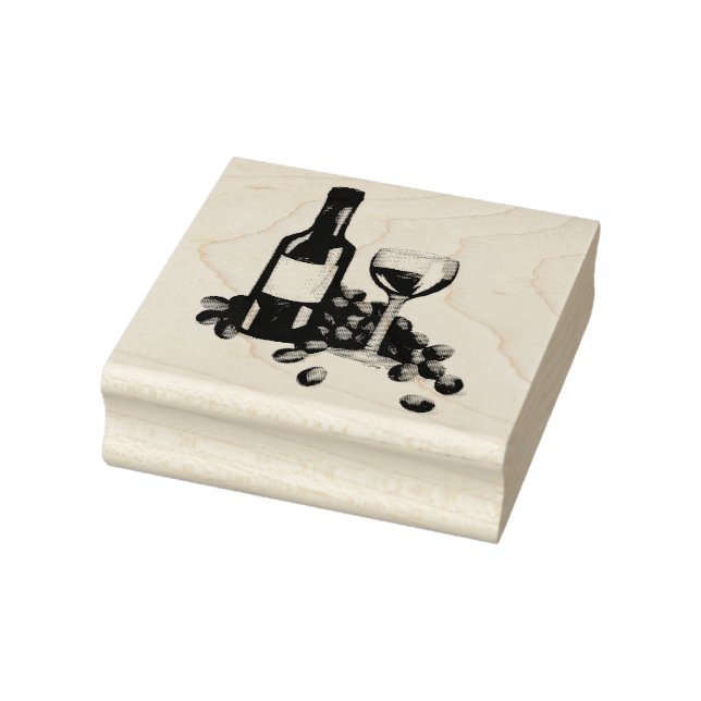 Tampons Encreurs Vin Dégustation de raisins Bouteille Verre Rouge V (Tampon)