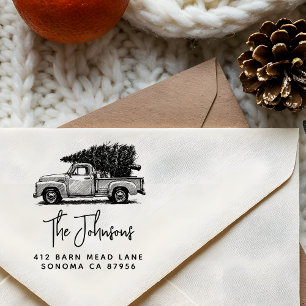 Tampons Encreurs Vintage 1950s Truck&Tree Pays Adresse de Noël