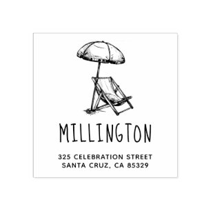 Tampons Encreurs Vintage Beach Chair & Umrella Adresse de retour