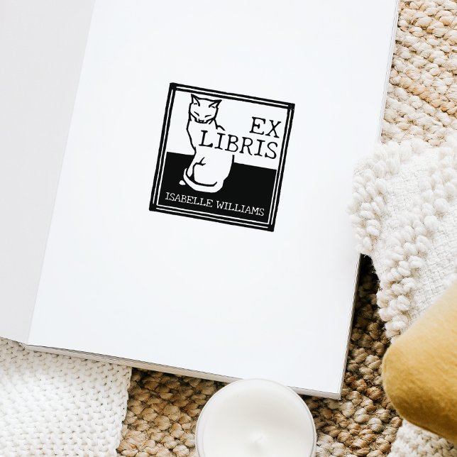 Tampons Encreurs Vintage Cat Livre personnalisé Ex Bibliothèques (Créateur téléchargé)