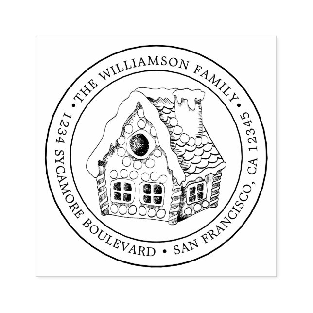 Tampons Encreurs Vintage Christmas Gingpain Maison Retour Adresse (Impression)