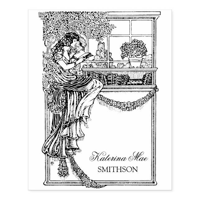 Tampons Encreurs Vintage Feminine Chic Ex Libris Étiquette (Impression)