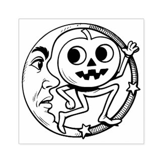 Tampons Encreurs Vintage Halloween Jack O'Lantern Rubber Stamp