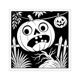 Tampons Encreurs Vintage Halloween Jack O'Lantern Rubber Stamp