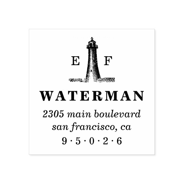 Tampons Encreurs Vintage Lighthouse Monogram Adresse de retour (Impression)