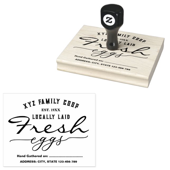 Tampons Encreurs Vintage script Personalized egg carton stamp (Tamponné)