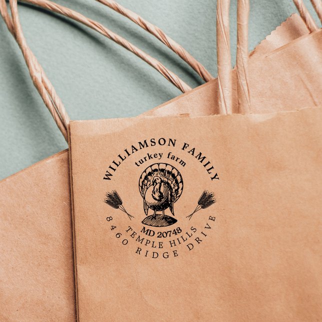 Tampons Encreurs Vintage Turquie ferme Custom Adresse agricole (Créateur téléchargé)