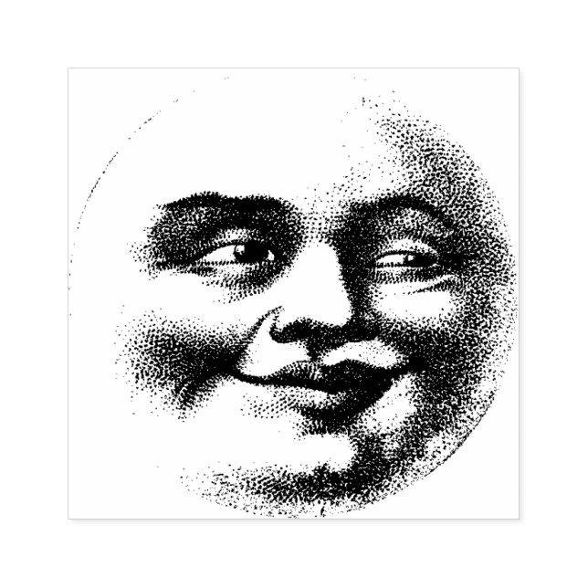 Tampons Encreurs Vintage visage Lune souriant (Impression)