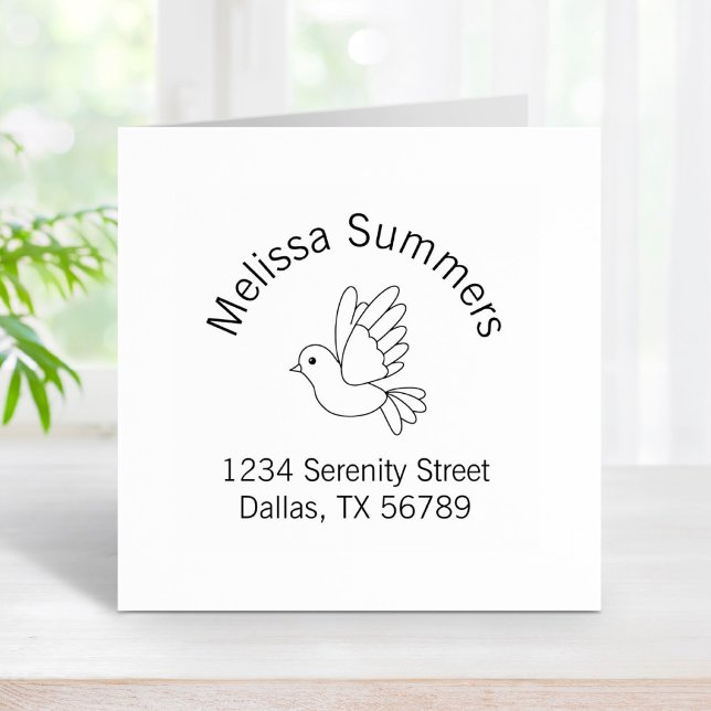 Tampons Encreurs Vol Cartoon Dove Pigeon Bird Adresse de retour (Créateur téléchargé)