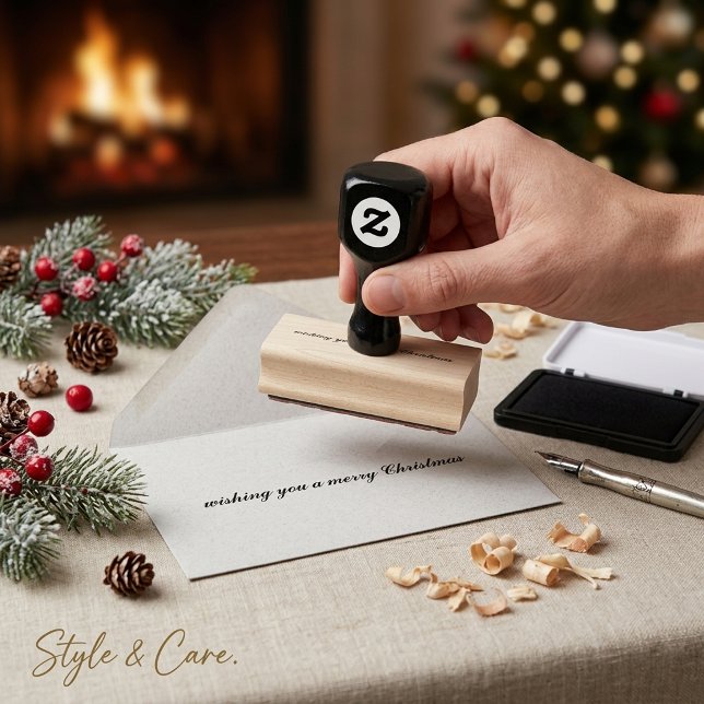Tampons Encreurs vous souhaitant un joyeux Noël Script (wishing you a merry Christmas Script Rubber Stamp)