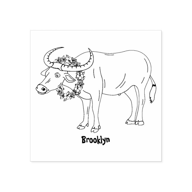 Tampons Encreurs Water buffalo with flowers (Impression)