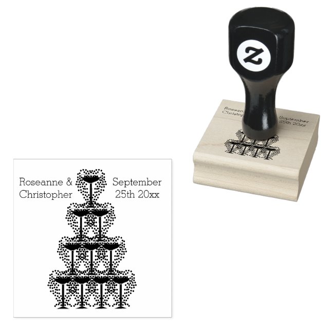 Tampons Encreurs Wedding Rubber Stamp Champagne Glasses (Tamponné)