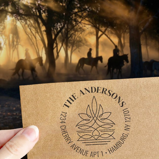 Tampons Encreurs Western Cowboy Boot Stitch Pattern Return Address (Créateur téléchargé)