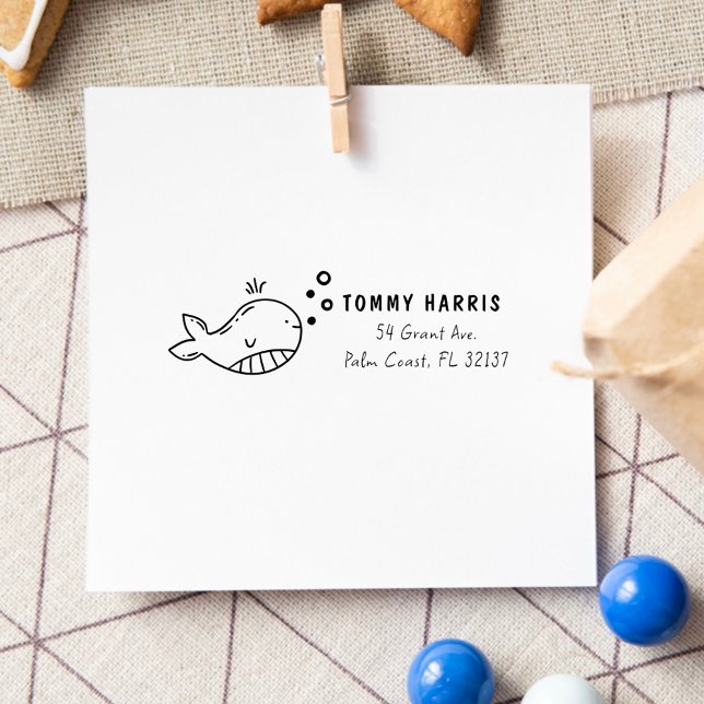 Tampons Encreurs Whale | Custom Kids Name & Return Address  (Créateur téléchargé)