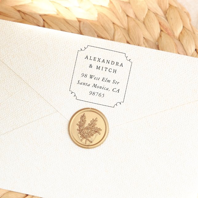 Tampons Encreurs Whimsical Hand Draame Frame Couple Adresse de reto (Rubber Stamp Mock-up)