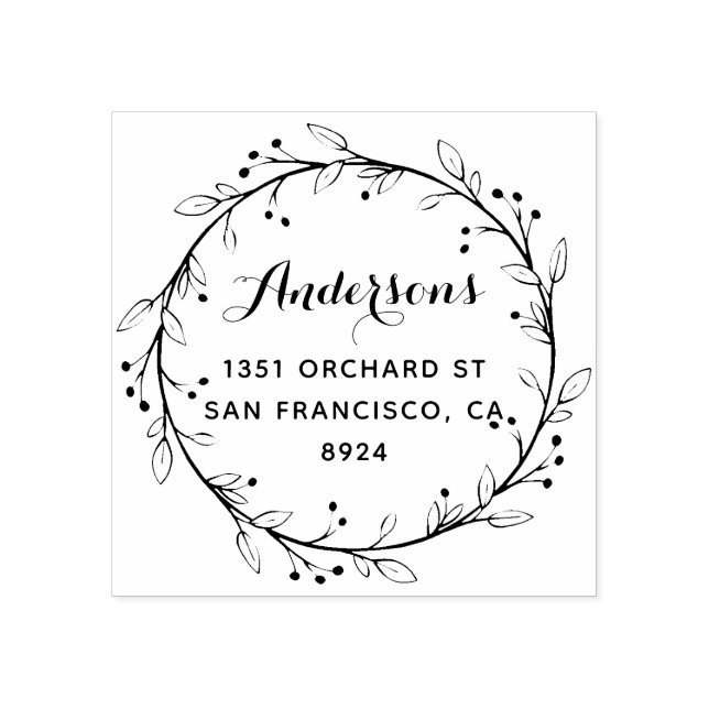 Tampons Encreurs Whimssical Laurel Wreath Custom Return Adresse (Impression)