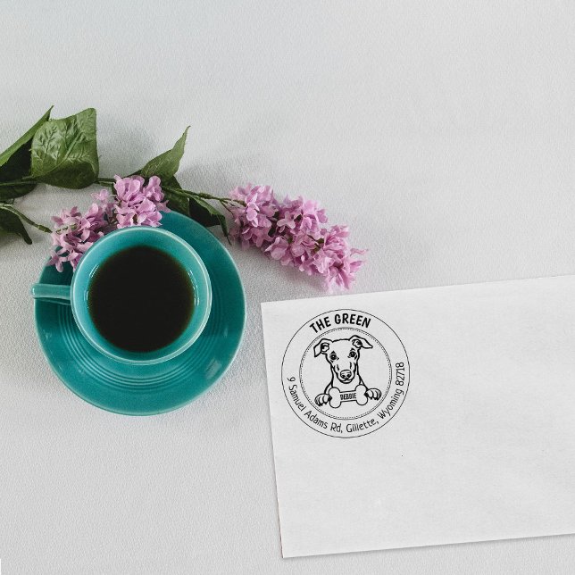 Tampons Encreurs Whippet Chien Retour Adresse Famille (Créateur téléchargé)