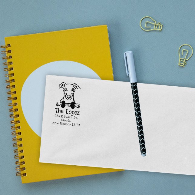 Tampons Encreurs Whippet Dog, Adresse de retour, (Créateur téléchargé)