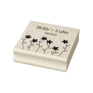 Tampons Encreurs Wild Flowers with Branches and Leaves Design