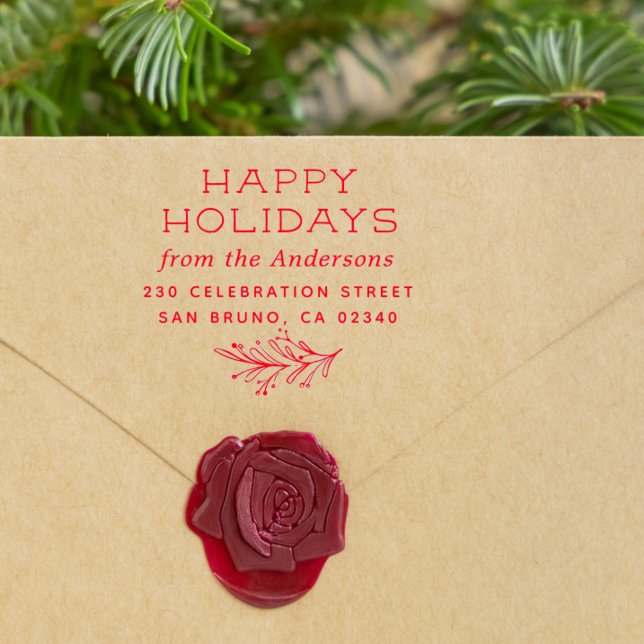 Tampons Encreurs Winter Sprig Happy Holidays Nom et adresse de reto (Créateur téléchargé)