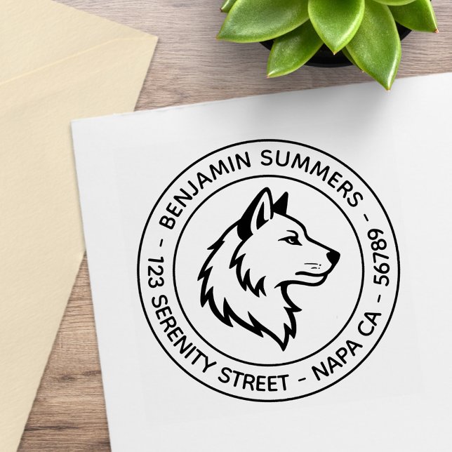 Tampons Encreurs Wolf Head Profile Round Address (Créateur téléchargé)