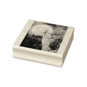 Tampons Encreurs Wolf Howl et Moon Timbre en caoutchouc d'hiver