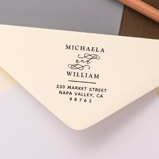 Tampons Encreurs Wooden Elegant Round Return Adresse