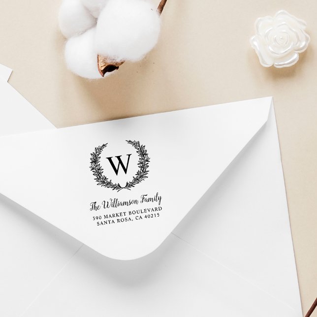 Tampons Encreurs Wreath à main Nom de famille Adresse de retour (Créateur téléchargé)