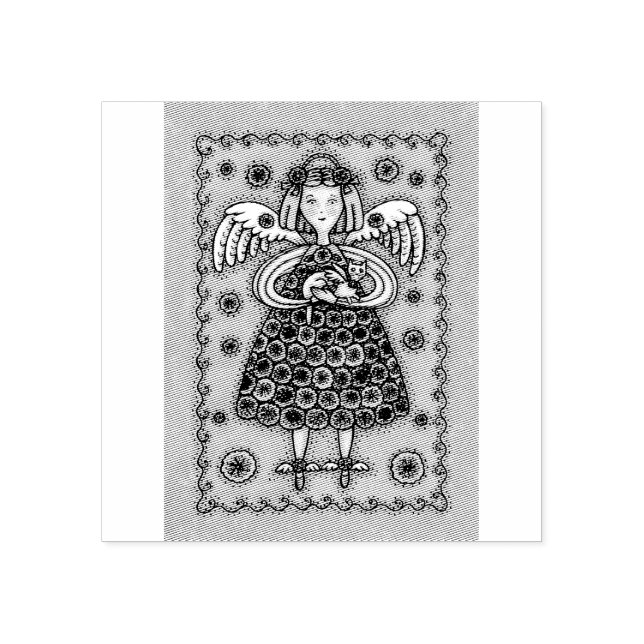 Tampons Encreurs YO QUILT ANGEL & KITTEN RUBBER STAMP *Personnalisé (Impression)