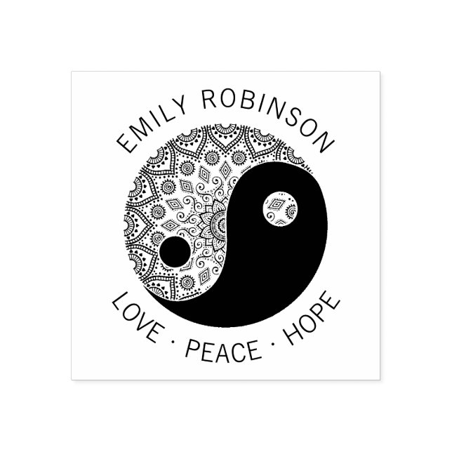 Tampons Encreurs Zen Mandala Yin Yang Love Peace Hope Nom personnal (Impression)